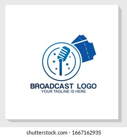 Design-Vektorillustration für das Broadcast-Logo, Podcast, Vektorillustration für das Studiologo