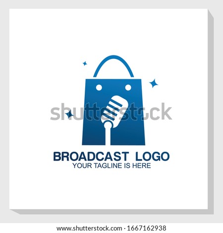 broadcast shopping logo template design vector, podcast, studio logo vector