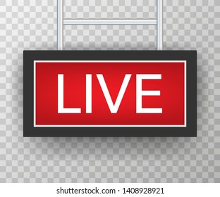 Broadcast studio live light. live sign radio and television. Vector stock illustration.