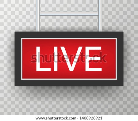Broadcast studio live light. live sign radio and television. Vector stock illustration.