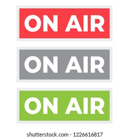 Broadcast studio on air light. On-air sign radio and television