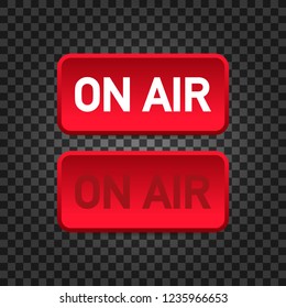 Broadcast studio on air light. On-air sign radio and television. Vector stock illustration.