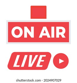 Broadcast studio on air light. On-air sign radio and television