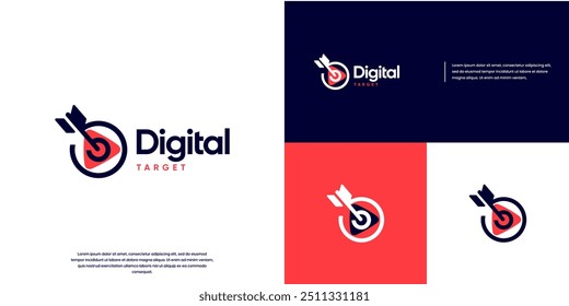 broadcast target logo, arrow and play button concept, graphic design template.