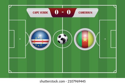broadcast template for sport soccer africa tournament 2021 Group E and football championship in cameroun vector illustration.eps