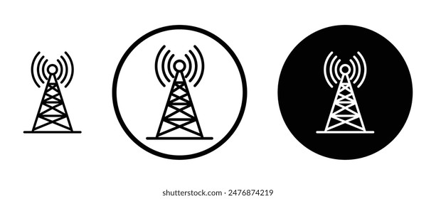 Conjunto de iconos de torre de emisión con contorno negro