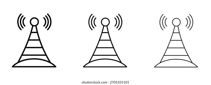 Broadcast tower icon linear style sign for mobile concept and web design.