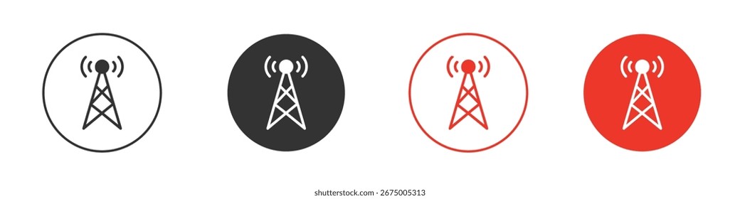 Rundfunk-Tower-Symbol für Logo, Vektorzeichen-Symbol für Design
