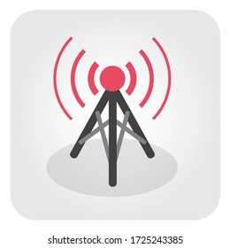 Broadcast Tower Icon Vector Flat Style
