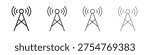 Broadcast tower icons set. Set of line vector icon with editable stroke