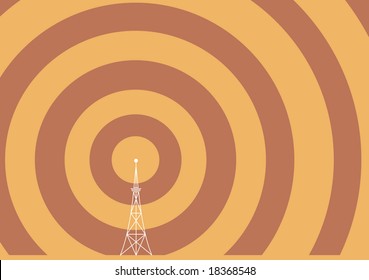 a broadcast tower with transmission waves