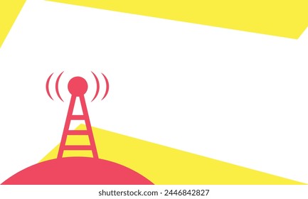 Broadcast tower with transmission waves, Telecommunications signal transmitter, background for business, technology, communication and power point presentations. with negative space and copy space.