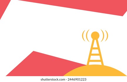 Broadcast tower with transmission waves, Telecommunications signal transmitter, background for business, technology, communication and power point presentations. with negative space and copy space.