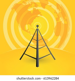 broadcast tower transmits to the world