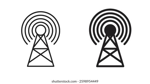 Broadcast tower vector line icon illustration collection.