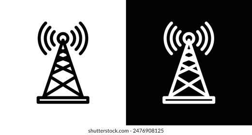 Icono de vector de torre de difusión sobre fondo blanco.