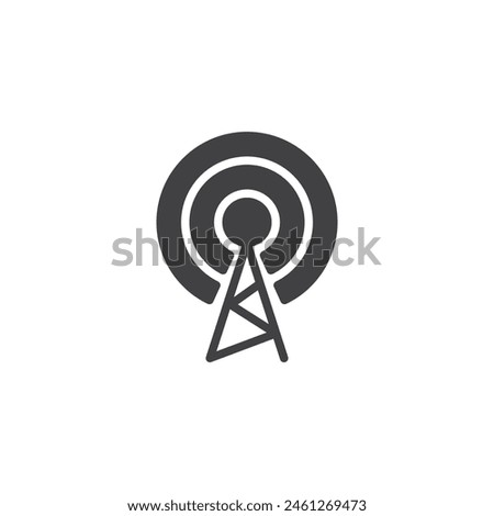 Broadcast, transmitter antenna vector icon. filled flat sign for mobile concept and web design. Wireless Network Signal glyph icon. Symbol, logo illustration. Vector graphics