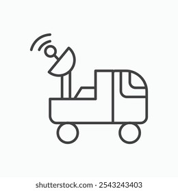 Icono de la camioneta de transmisión en negro delineado y sólido.