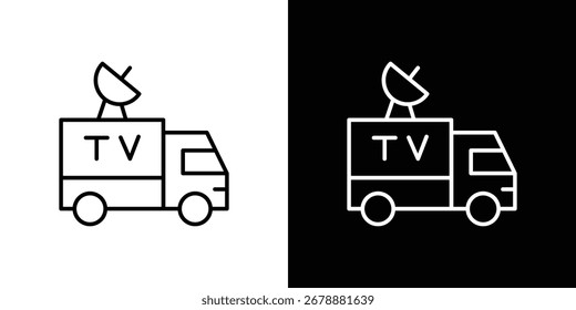 Icono de la camioneta de difusión en trazo editable. Ilustración vectorial EPS 10.