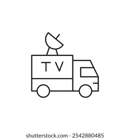 Broadcast van icon. filled and line stroke icons