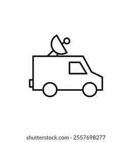 Broadcast van icon Isolated flat vector in outline