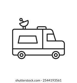 Icono de la furgoneta de la difusión. icono de Vector aislado.