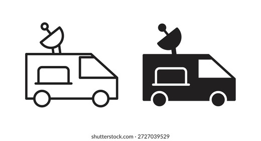Übertragungswagen-Symbol auf weißem Hintergrund. Stock-Vektorsymbol