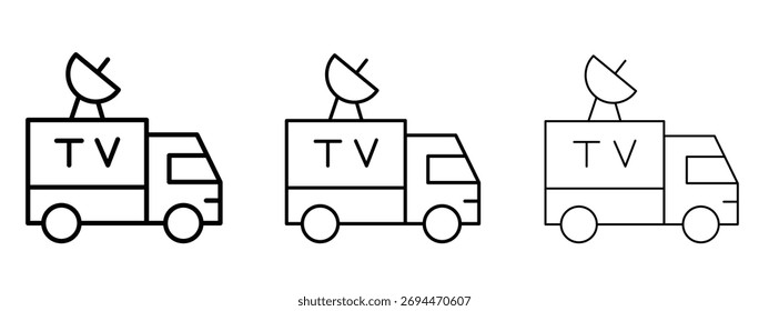 Übertragungswagen-Symbol in Konturstrichstil-Symbol.