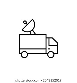 Broadcast van icon set. outlined and solid filled versions.