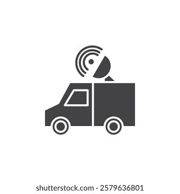 Broadcast van icon Simple thin line flat symbol