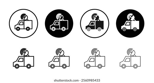 Broadcast van icon Symbol mark in filled style