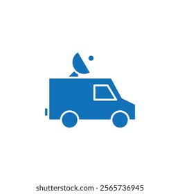 Broadcast van icon Thin line illustration set