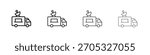 Broadcast van icons in black simple line elements.