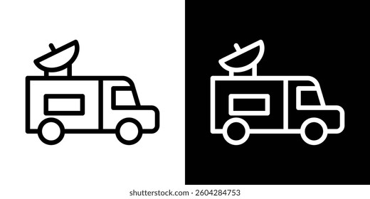 Broadcast van icons vectors set in stroke line style.