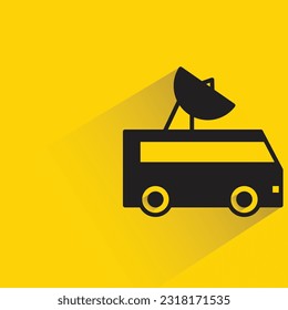 broadcast van with shadow on yellow background