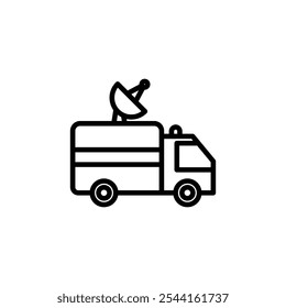 Ícone de vetor de linha fina Broadcast Van.