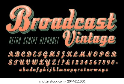 Broadcast Vintage is a retro Americana radio style alphabet. This font has a vintage-tech industrial 1950s feel.