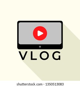 Broadcast vlog logo. Flat illustration of broadcast vlog vector logo for web design