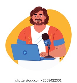 Broadcaster illustration in a flat style 

