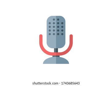 Broadcaster microphone. Simple flat illustration.