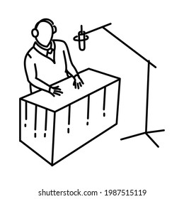 Broadcaster es parte del conjunto de iconos de vectores dibujados a mano de las actividades de radiodifusión.