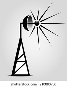 Broadcasting antenna on the grey background