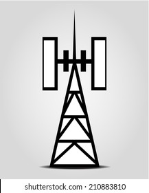 Broadcasting antenna on the grey background