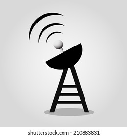 Broadcasting antenna on the grey background