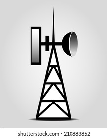 Broadcasting antenna on the grey background