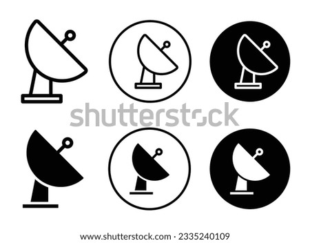 Broadcasting channel satellite dish line icon set. tv network antenna dish vector symbol. internet data transmission sign. radio station satellite dish sign.