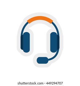 Broadcasting concept represented by headphone icon. isolated and flat illustration 