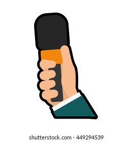 Broadcasting concept represented by microphone icon. isolated and flat illustration 