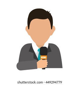 Broadcasting concept represented by microphone icon. isolated and flat illustration 