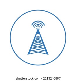 Broadcasting Connection Wireless Tower Icon | Circle Version Icon |